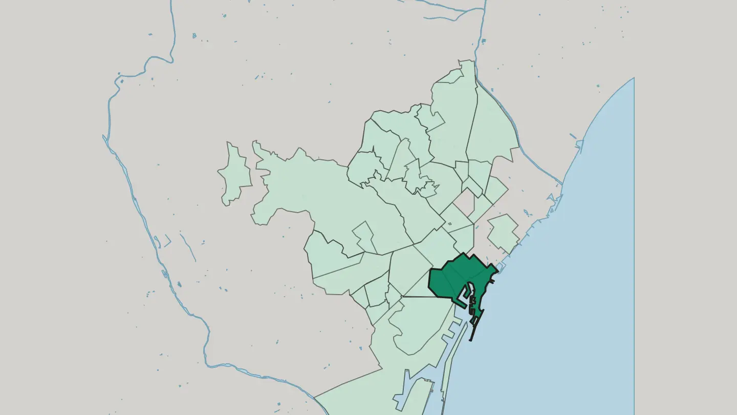 Map of Ciutat Vella in Barcelona