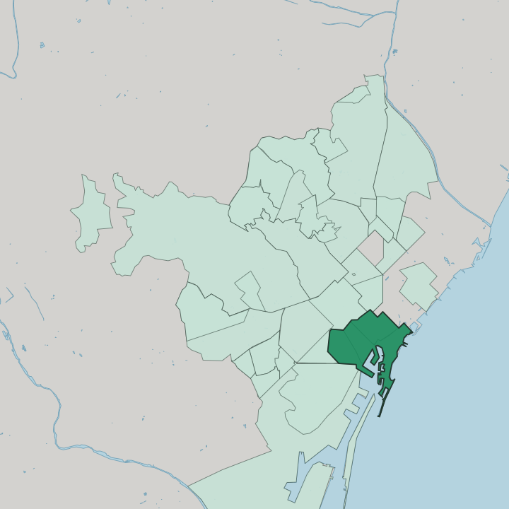 Map showing Ciutat Vella — In Barcelona