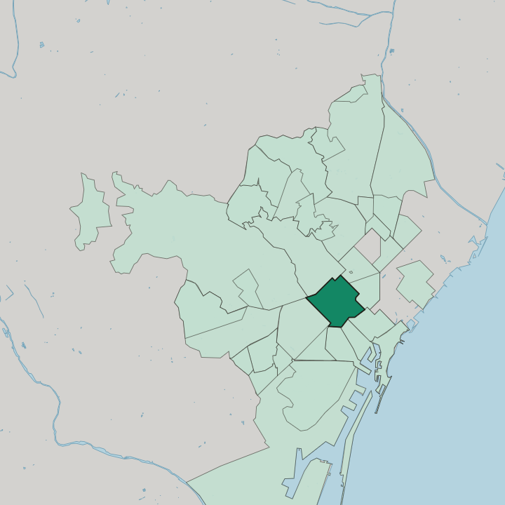 Map showing Dreta de l'Eixample — In Barcelona