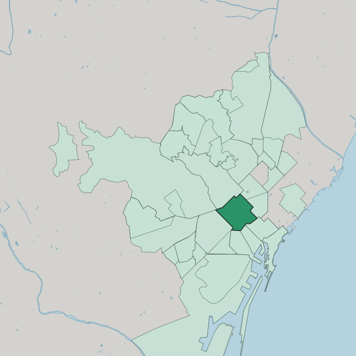 Map showing Dreta de l'Eixample — In Barcelona