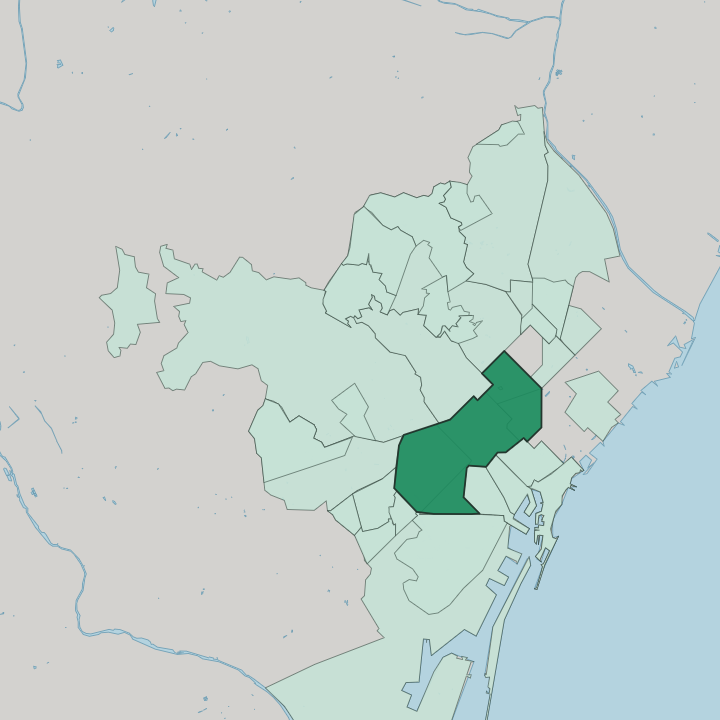 Map showing Eixample — In Barcelona
