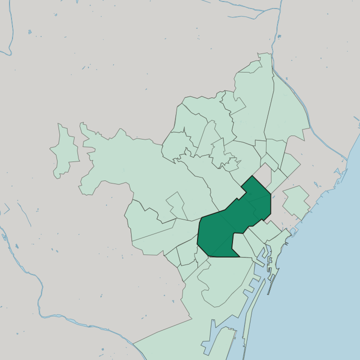 Map showing Eixample — In Barcelona