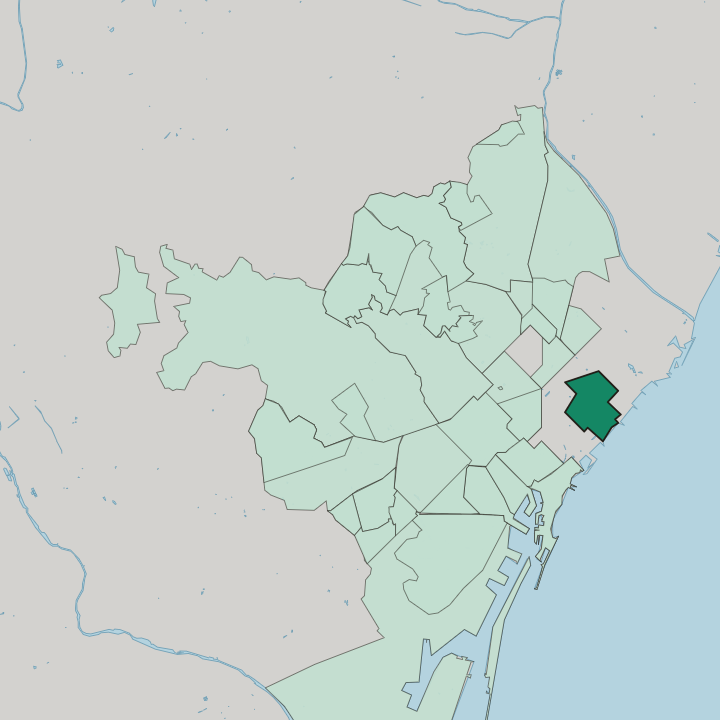 Map showing el Poblenou — In Barcelona