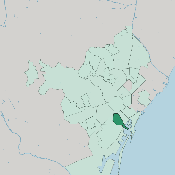 Map showing el Raval — In Barcelona