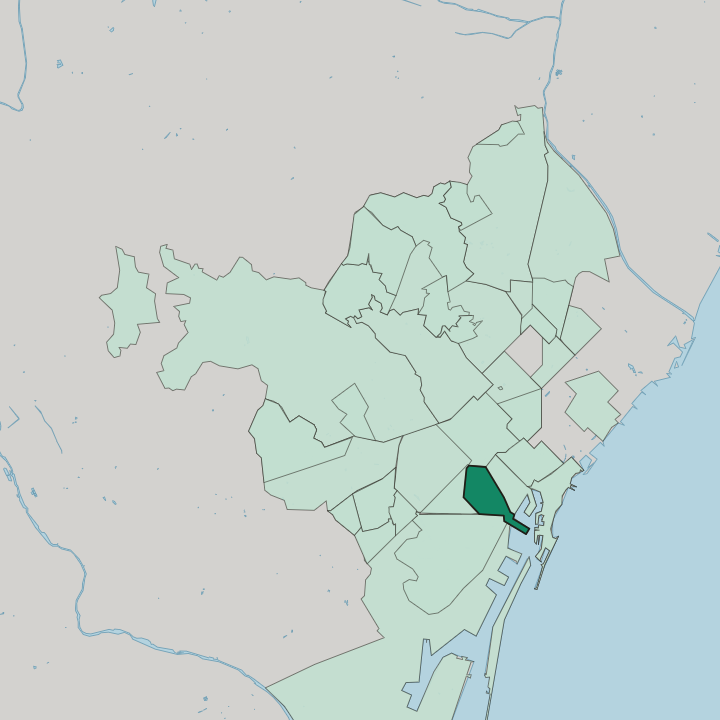 Map showing el Raval — In Barcelona