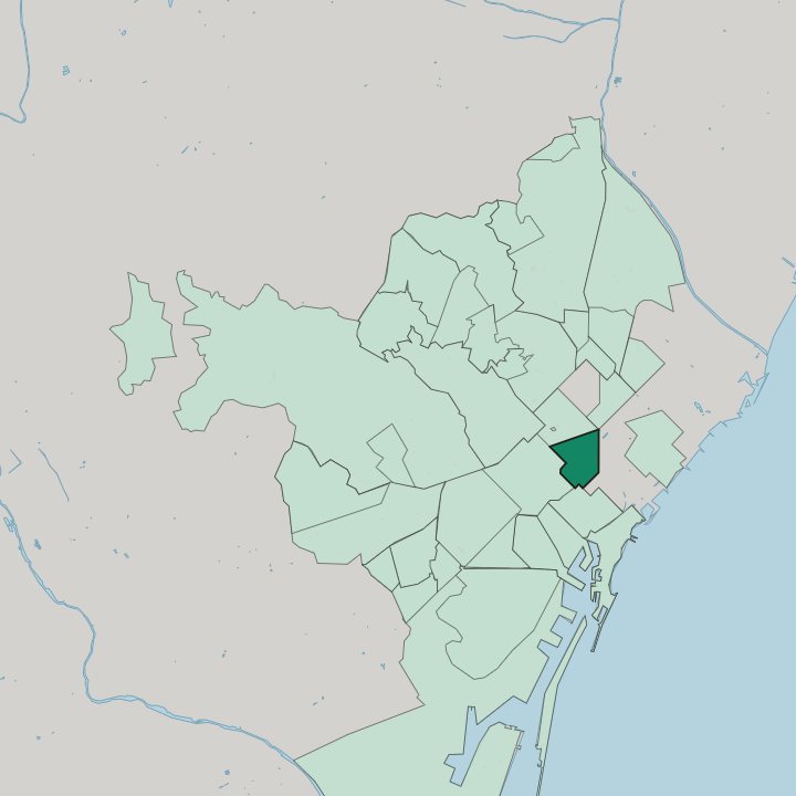 Map showing Fort Pienc — In Barcelona