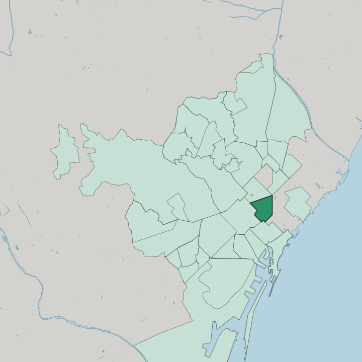 Map showing Fort Pienc — In Barcelona