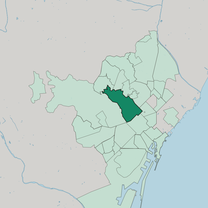 Map showing Gràcia — In Barcelona