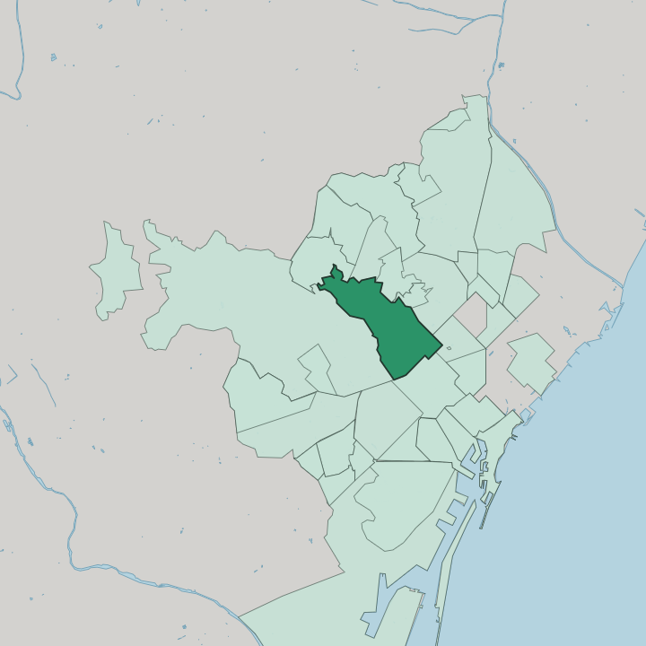 Map showing Gràcia — In Barcelona
