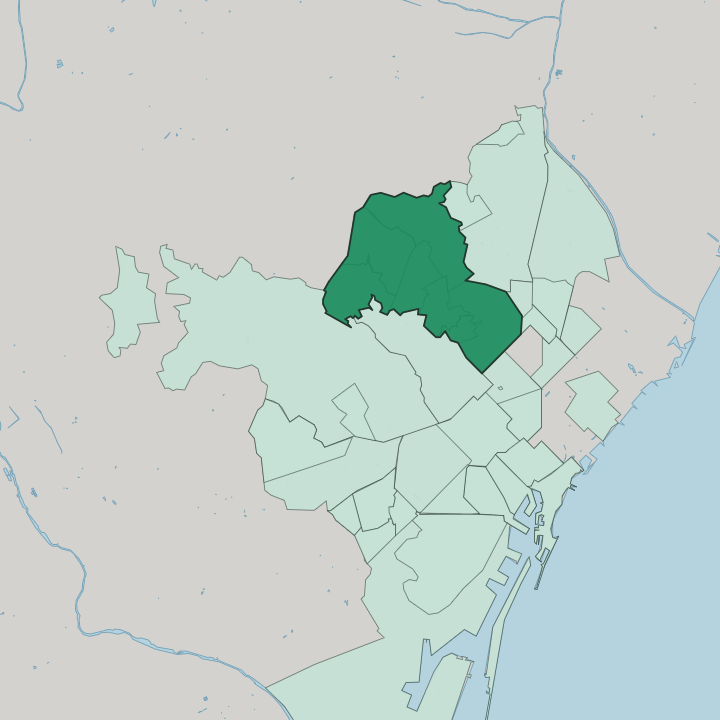 Map showing Horta-Guinardó — In Barcelona