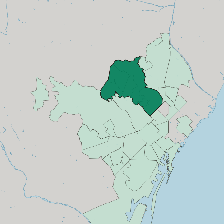 Map showing Horta-Guinardó — In Barcelona