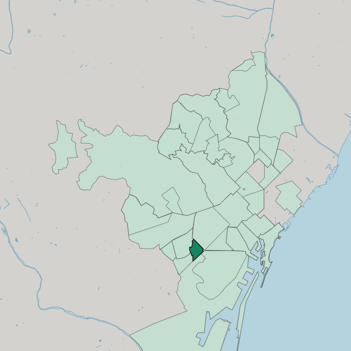Map showing Hostafrancs — In Barcelona