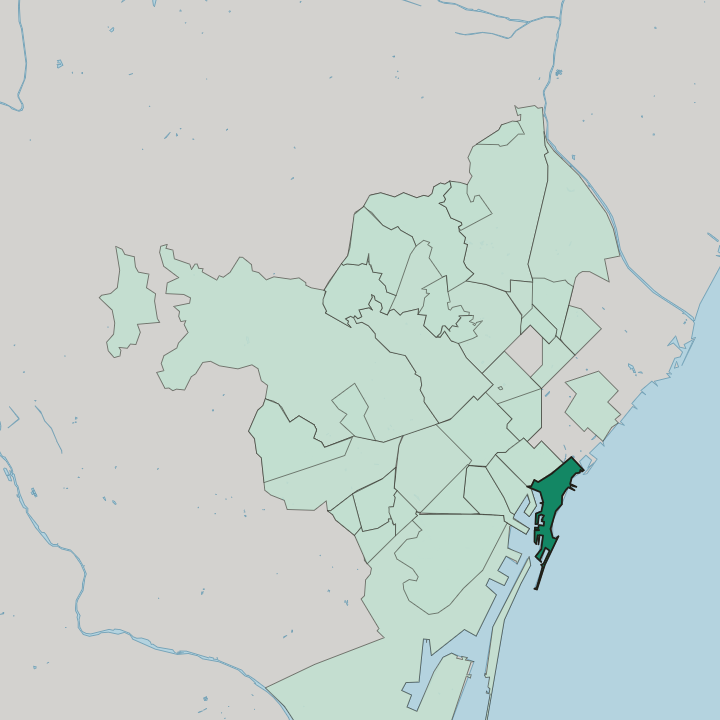 Map showing la Barceloneta — In Barcelona