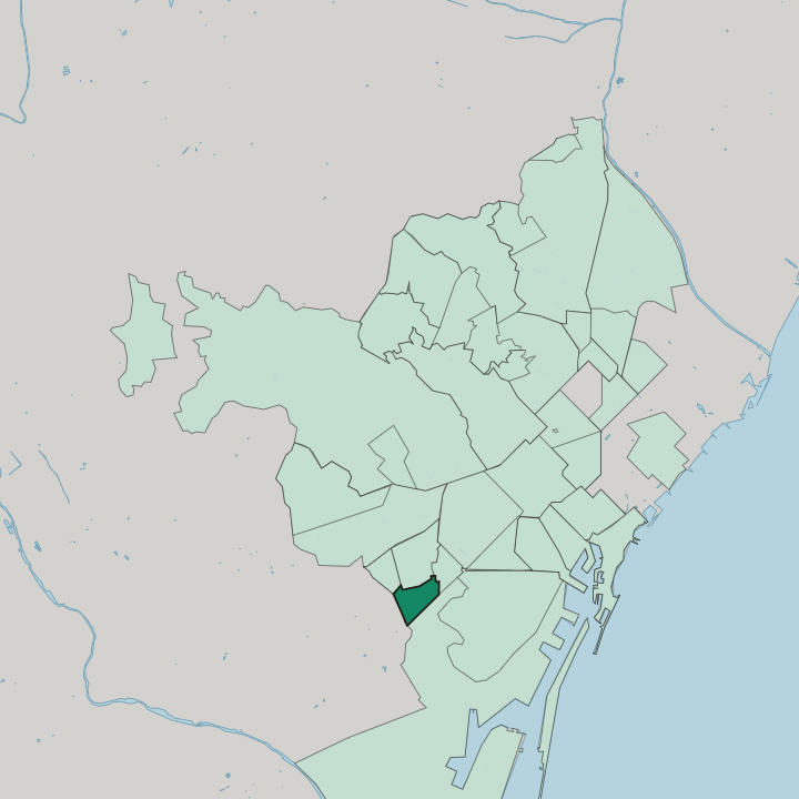 Map showing La Bordeta — In Barcelona