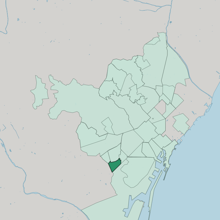 Map showing La Bordeta — In Barcelona