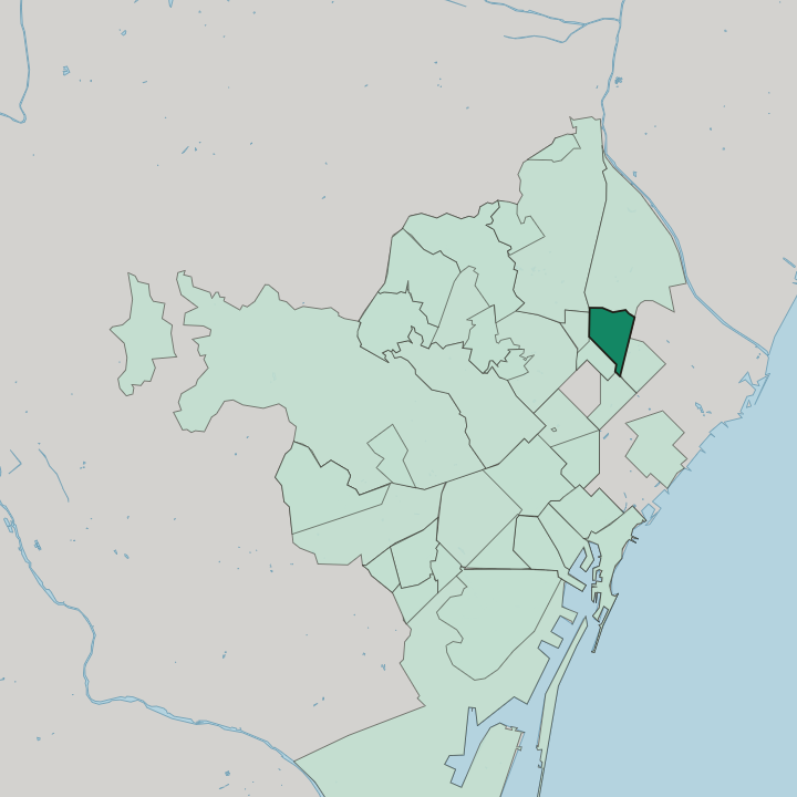 Map showing La Sagrera — In Barcelona