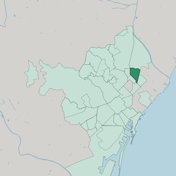 Map showing La Sagrera — In Barcelona