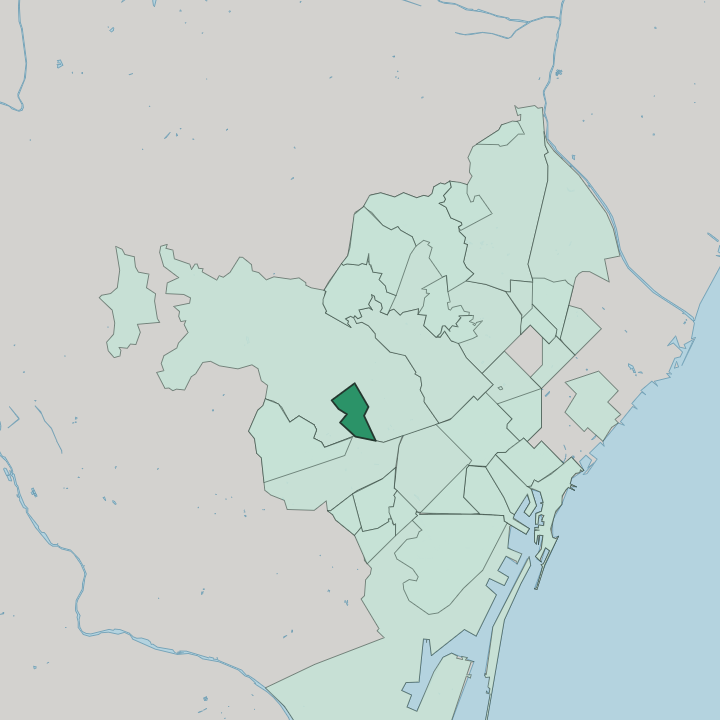 Map showing Las Tres Torres — In Barcelona