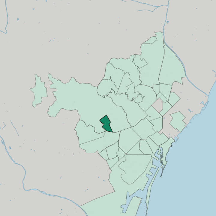 Map showing Las Tres Torres — In Barcelona