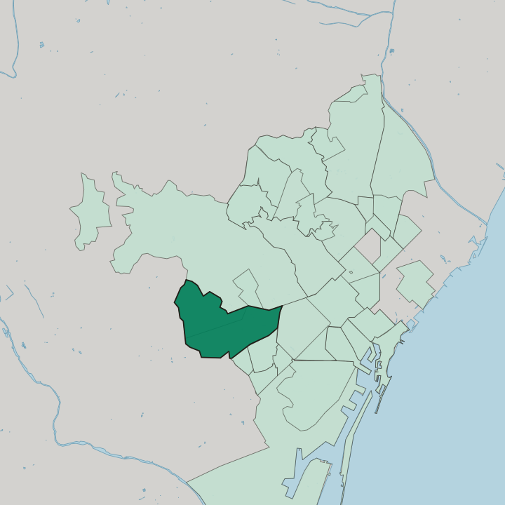 Map showing Les Corts — In Barcelona