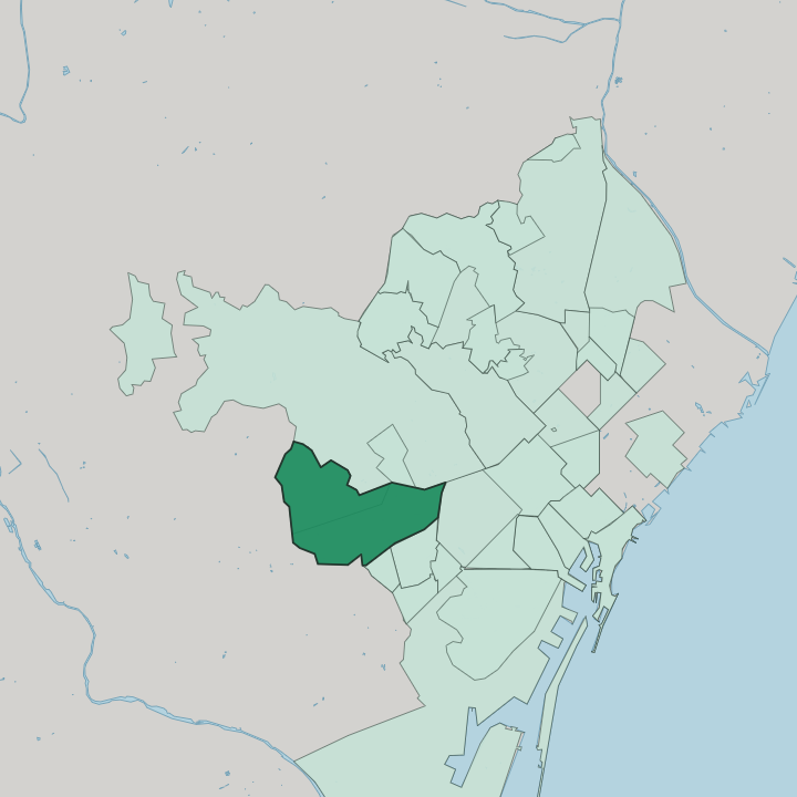 Map showing Les Corts — In Barcelona