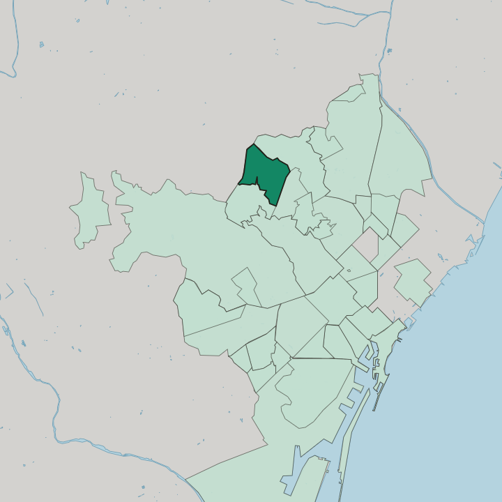 Map showing Montbau — In Barcelona