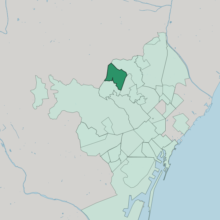 Map showing Montbau — In Barcelona