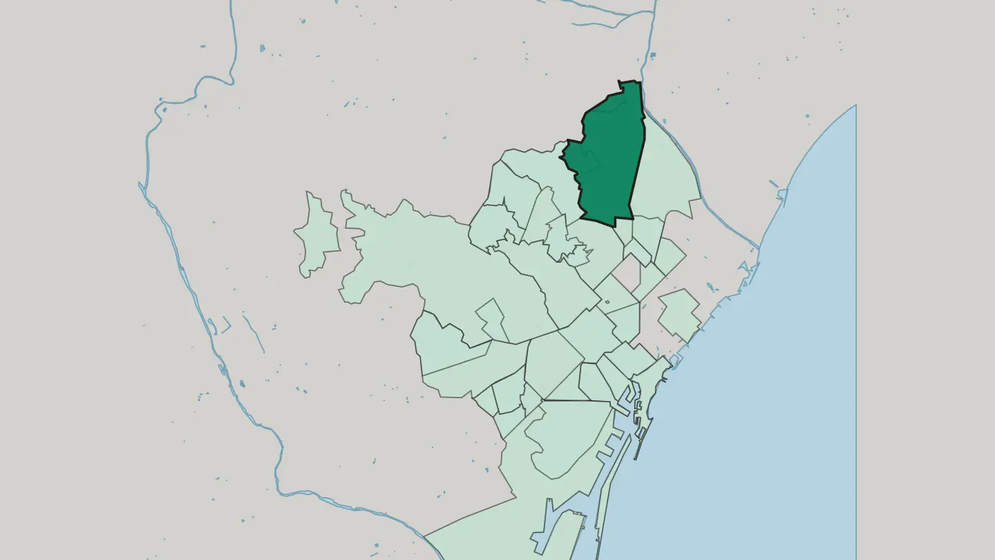 Map of Nou Barris in Barcelona