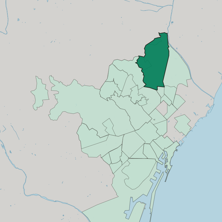 Map showing Nou Barris — In Barcelona