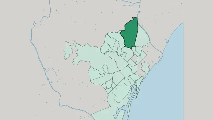 Map of Nou Barris in Barcelona
