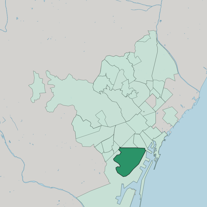 Map showing Poble Sec — In Barcelona