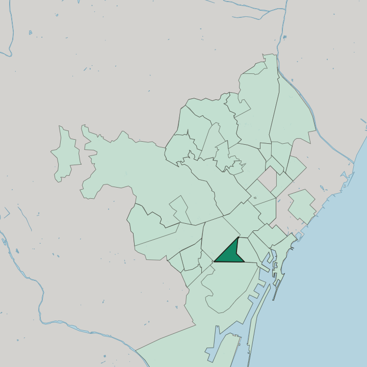 Map showing Sant Antoni — In Barcelona