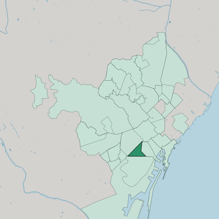 Map showing Sant Antoni — In Barcelona