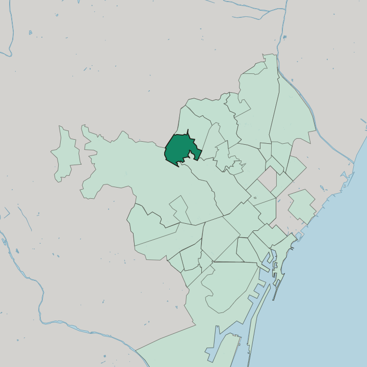 Map showing Sant Genís dels Agudells — In Barcelona