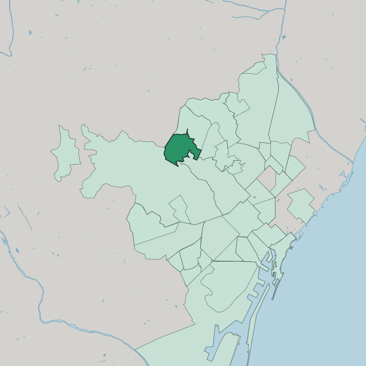 Map showing Sant Genís dels Agudells — In Barcelona
