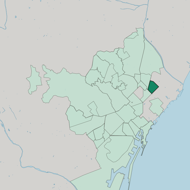 Map showing Sant Martí de Provençals — In Barcelona
