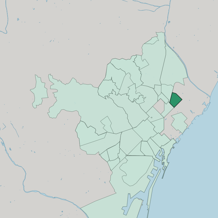 Map showing Sant Martí de Provençals — In Barcelona