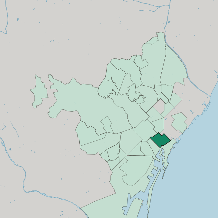 Map showing Sant Pere, Santa Caterina i La Ribera — In Barcelona