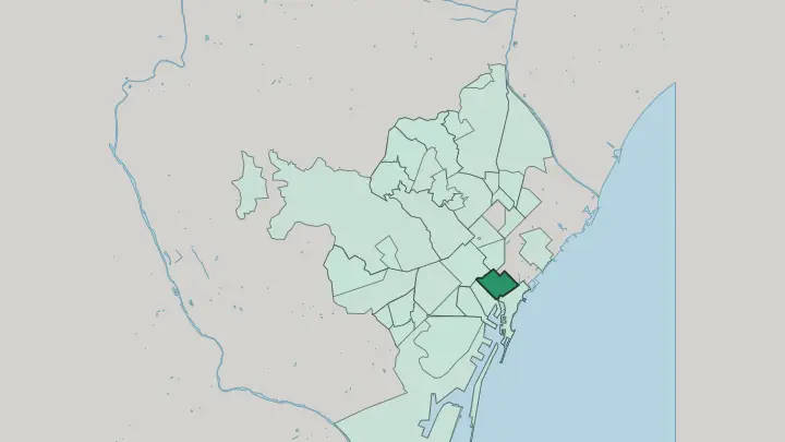 Map of Sant Pere, Santa Caterina i La Ribera in Barcelona