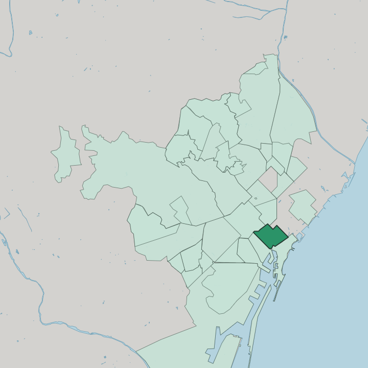 Map showing Sant Pere, Santa Caterina i La Ribera — In Barcelona