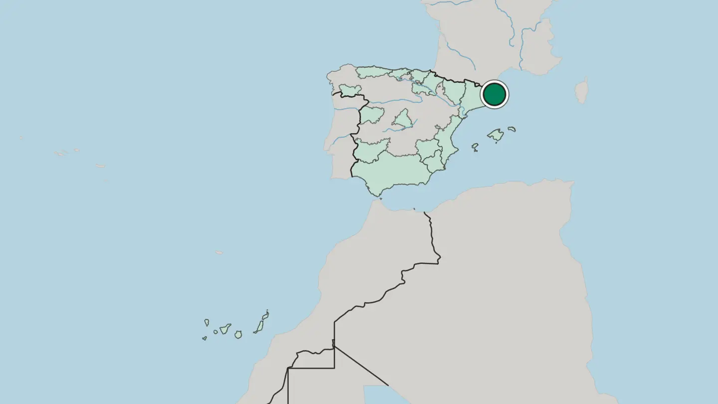 Map of Girona in Spain