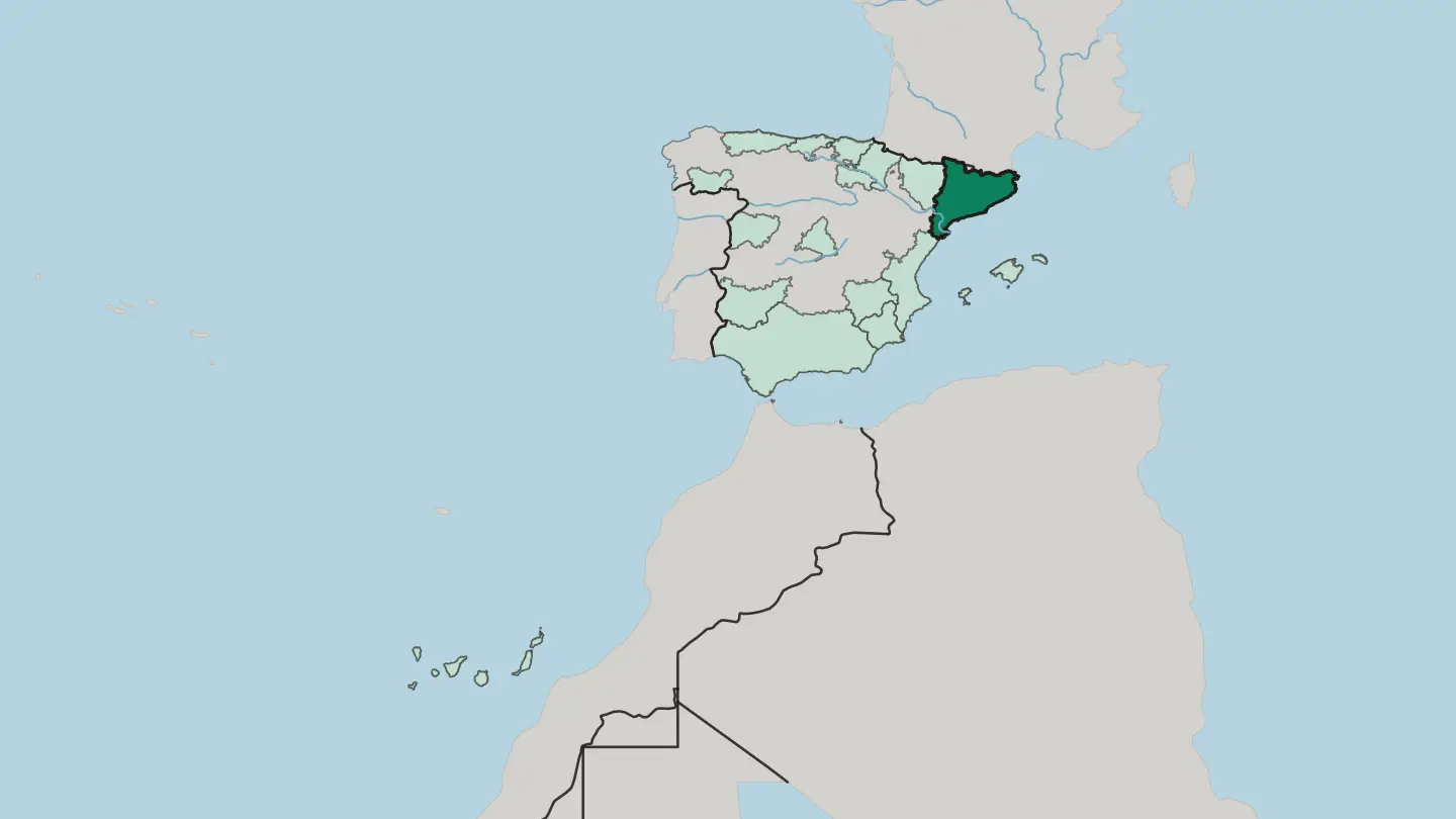 Map of Catalunya in Spain