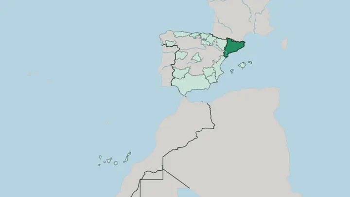 Map of Catalunya in Spain