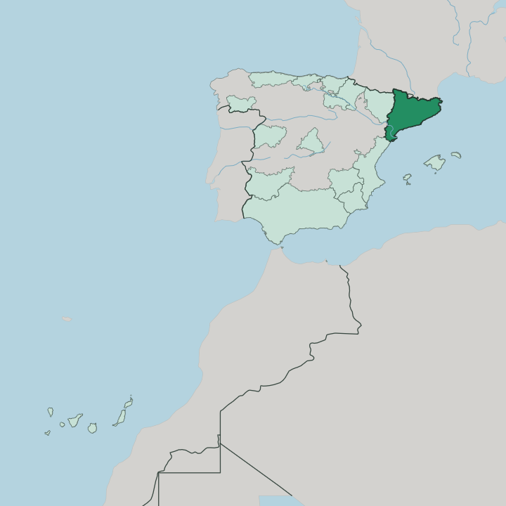 Map showing Catalunya — In Spain