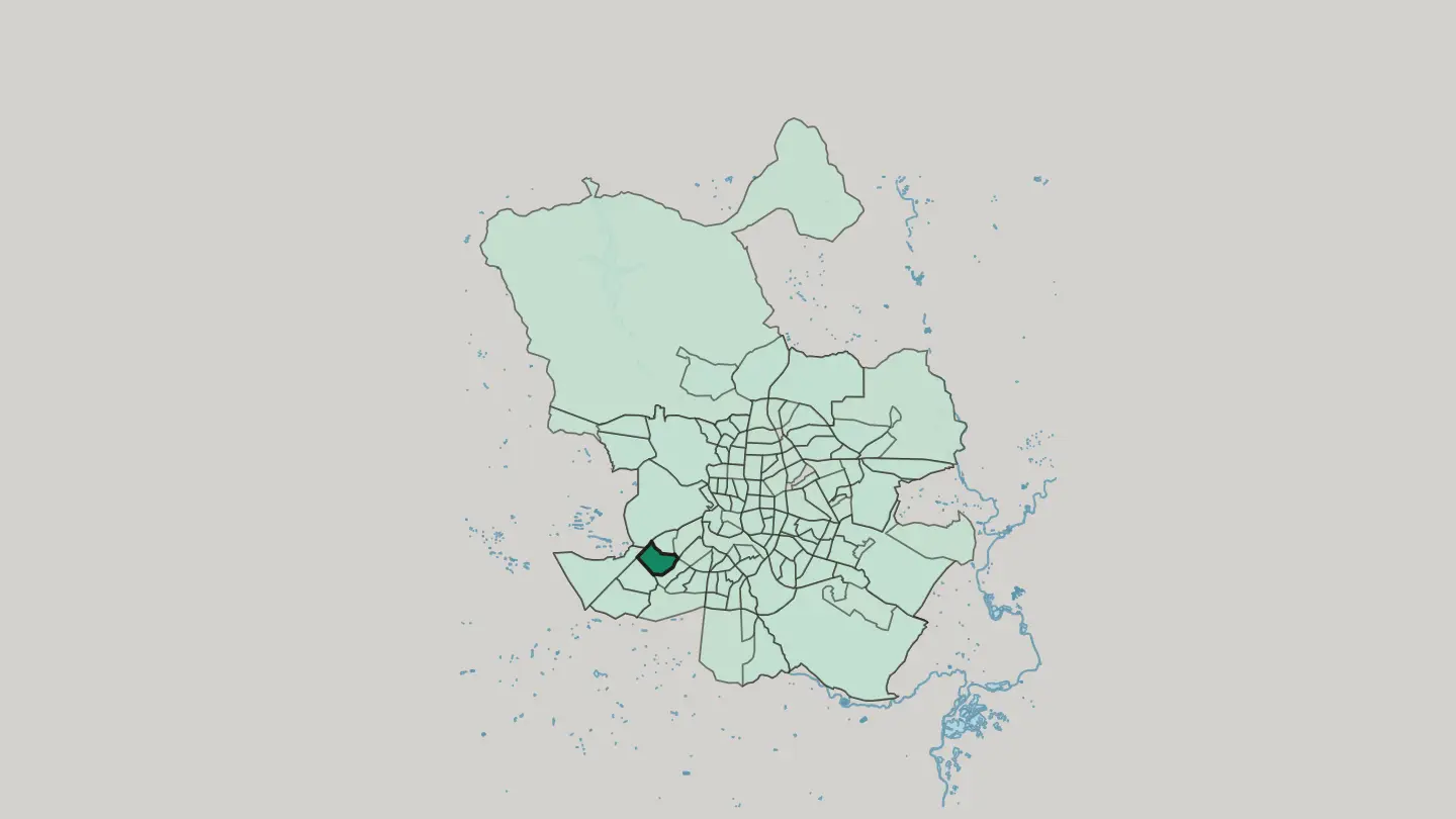 Map of Aluche in Madrid