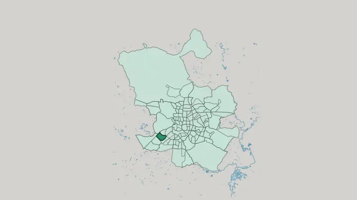 Map of Aluche in Madrid