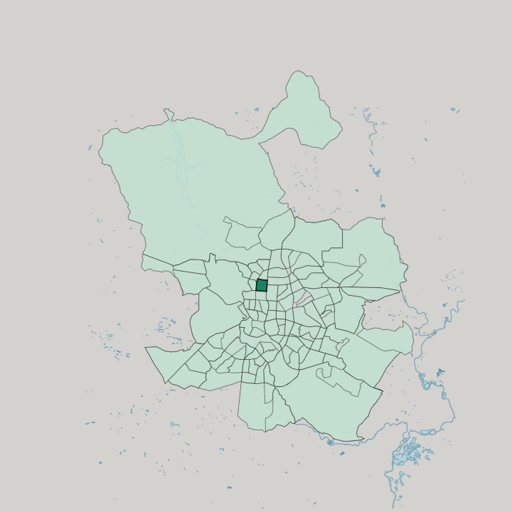 Map showing Cuatro Caminos — In Madrid