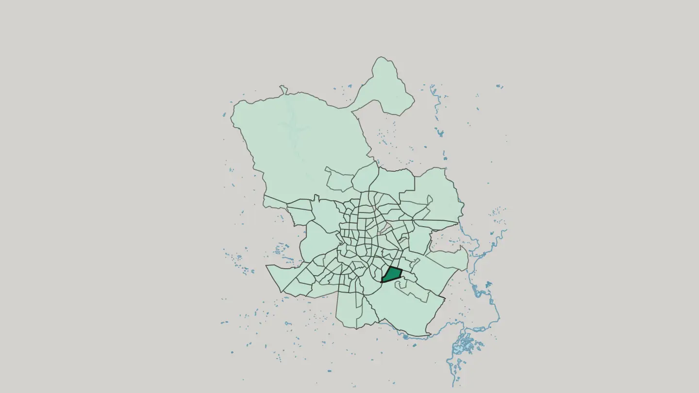 Map of Palomeras Sureste in Madrid