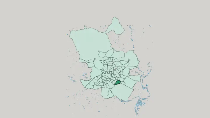 Map of Palomeras Sureste in Madrid