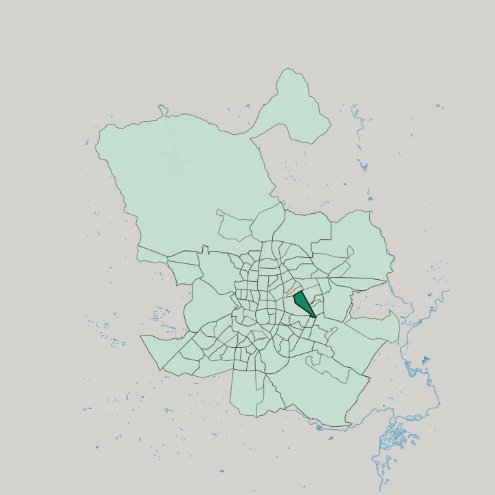 Map showing Pueblo Nuevo — In Madrid